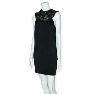 All Saints Black Sequin Collar Bolshevik Dress